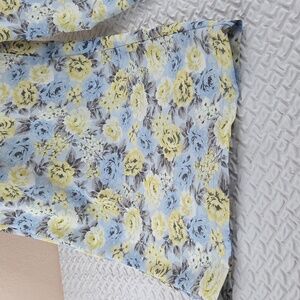 Secret Charm LOVE & PIECE Lounge Pants XL. Wide Leg Floral Blue Yellow